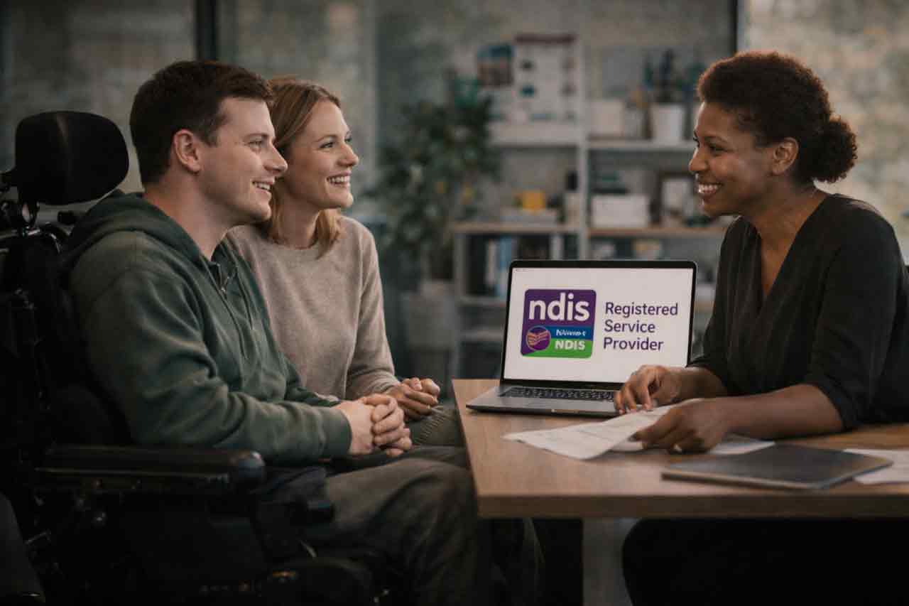 Consulting with NDIS representative in office