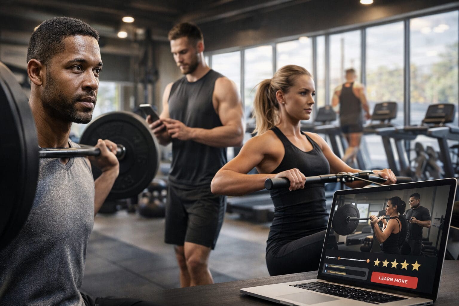 Focused workout in the gym Fitness Marketing Focuses on workouts in the gym